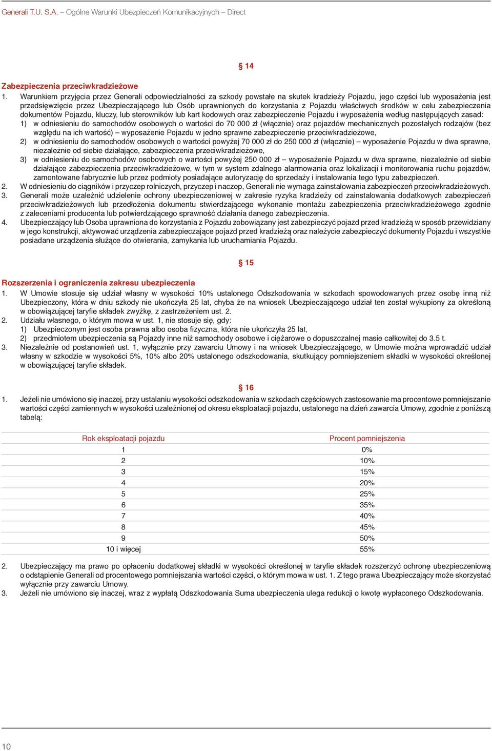 korzystania z Pojazdu właściwych środków w celu zabezpieczenia dokumentów Pojazdu, kluczy, lub sterowników lub kart kodowych oraz zabezpieczenie Pojazdu i wyposażenia według następujących zasad: 1) w