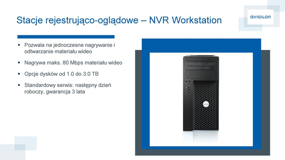 Nagrywa maks. 80 Mbps materiału wideo Opcje dysków od 1.