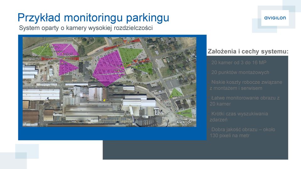 koszty robocze związane z montażem i serwisem Łatwe monitorowanie obrazu z 20