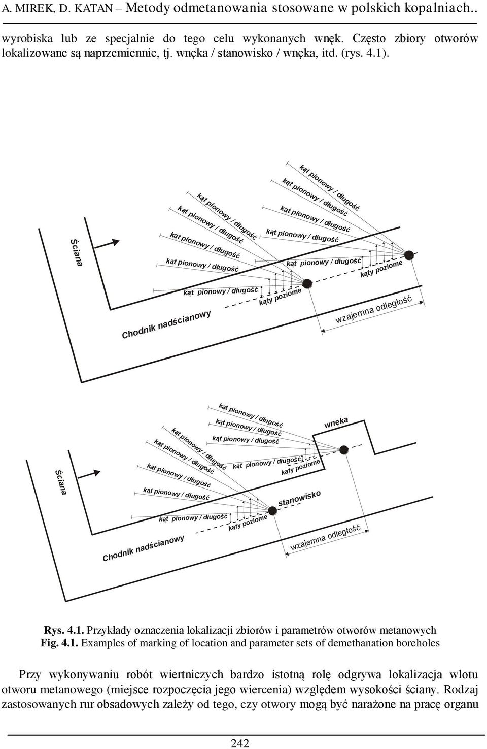 4.1. Examples of marking of location and parameter sets of demethanation boreholes Przy wykonywaniu robót wiertniczych bardzo istotną rolę odgrywa lokalizacja wlotu otworu metanowego (miejsce