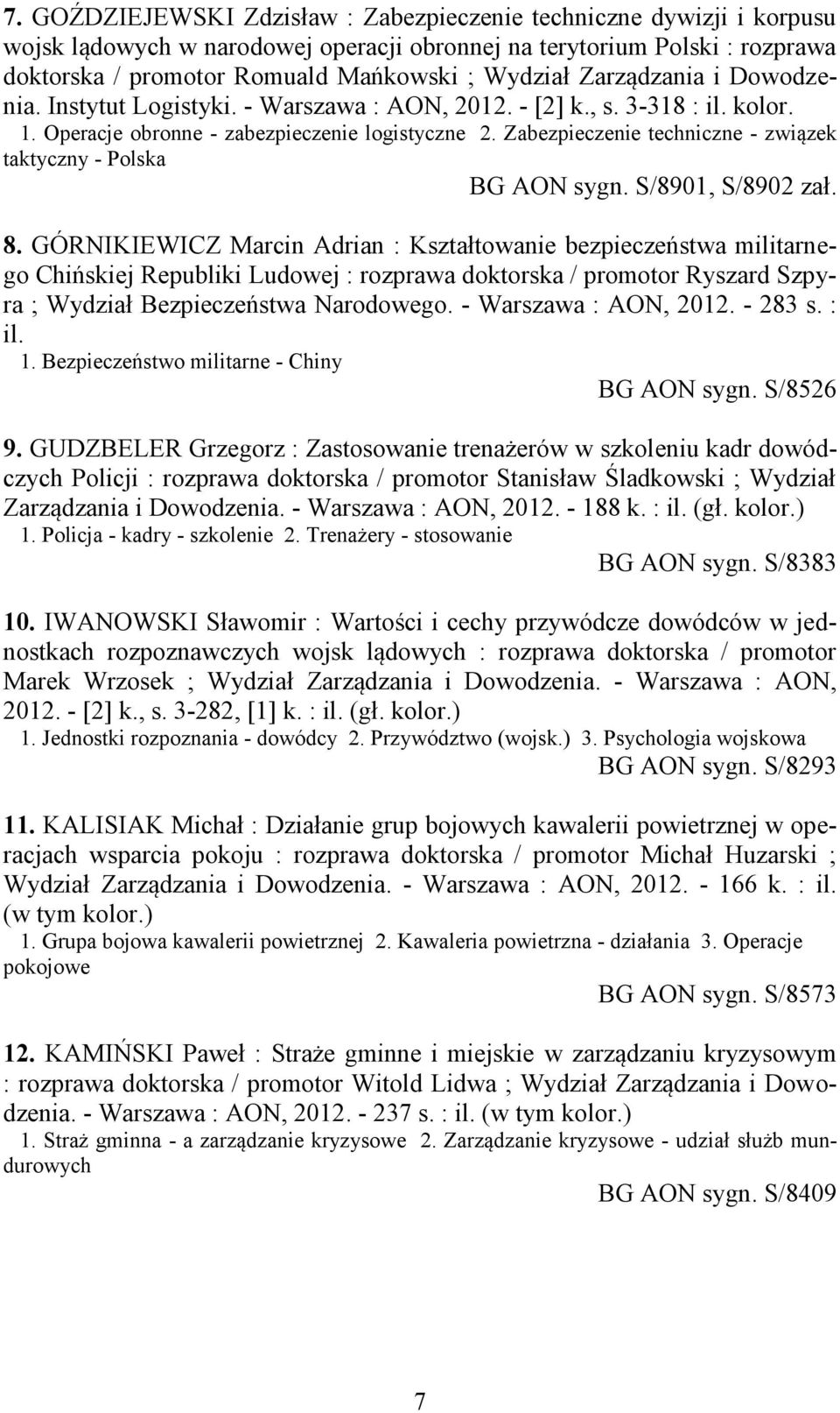Zabezpieczenie techniczne - związek taktyczny - Polska BG AON sygn. S/8901, S/8902 zał. 8.