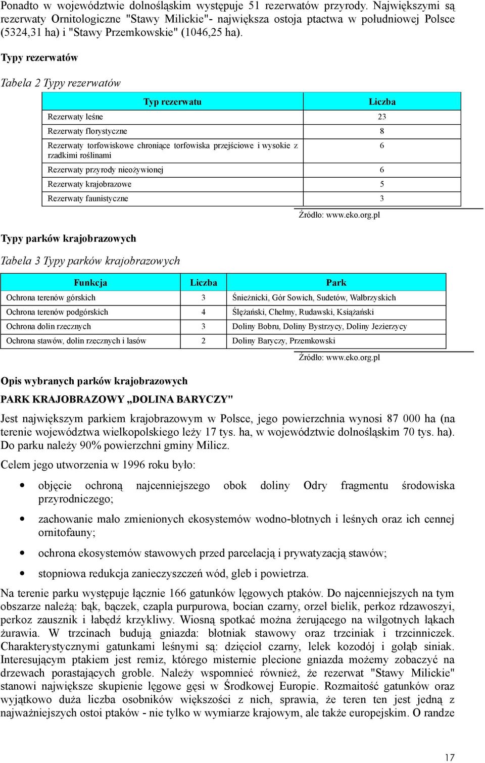 Typy rezerwatów Tabela 2 Typy rezerwatów Typ rezerwatu Liczba Rezerwaty leśne 23 Rezerwaty florystyczne 8 Rezerwaty torfowiskowe chroniące torfowiska przejściowe i wysokie z rzadkimi roślinami