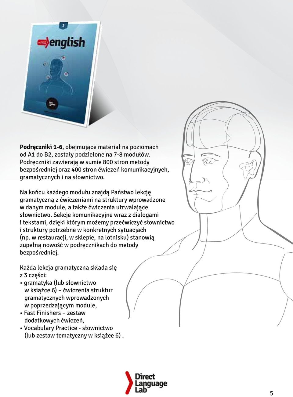 Na końcu każdego modułu znajdą Państwo lekcję gramatyczną z ćwiczeniami na struktury wprowadzone w danym module, a także ćwiczenia utrwalające słownictwo.