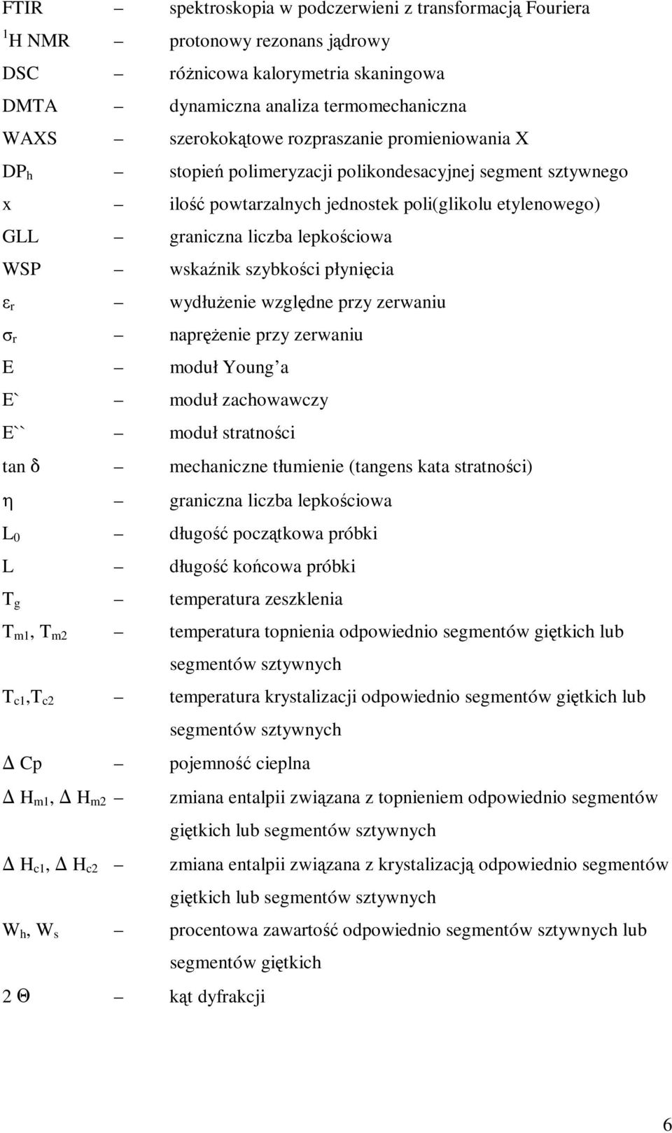 szybkości płynięcia ε r wydłużenie względne przy zerwaniu σ r naprężenie przy zerwaniu E moduł Young a E` moduł zachowawczy E`` moduł stratności tan * mechaniczne tłumienie (tangens kata stratności)