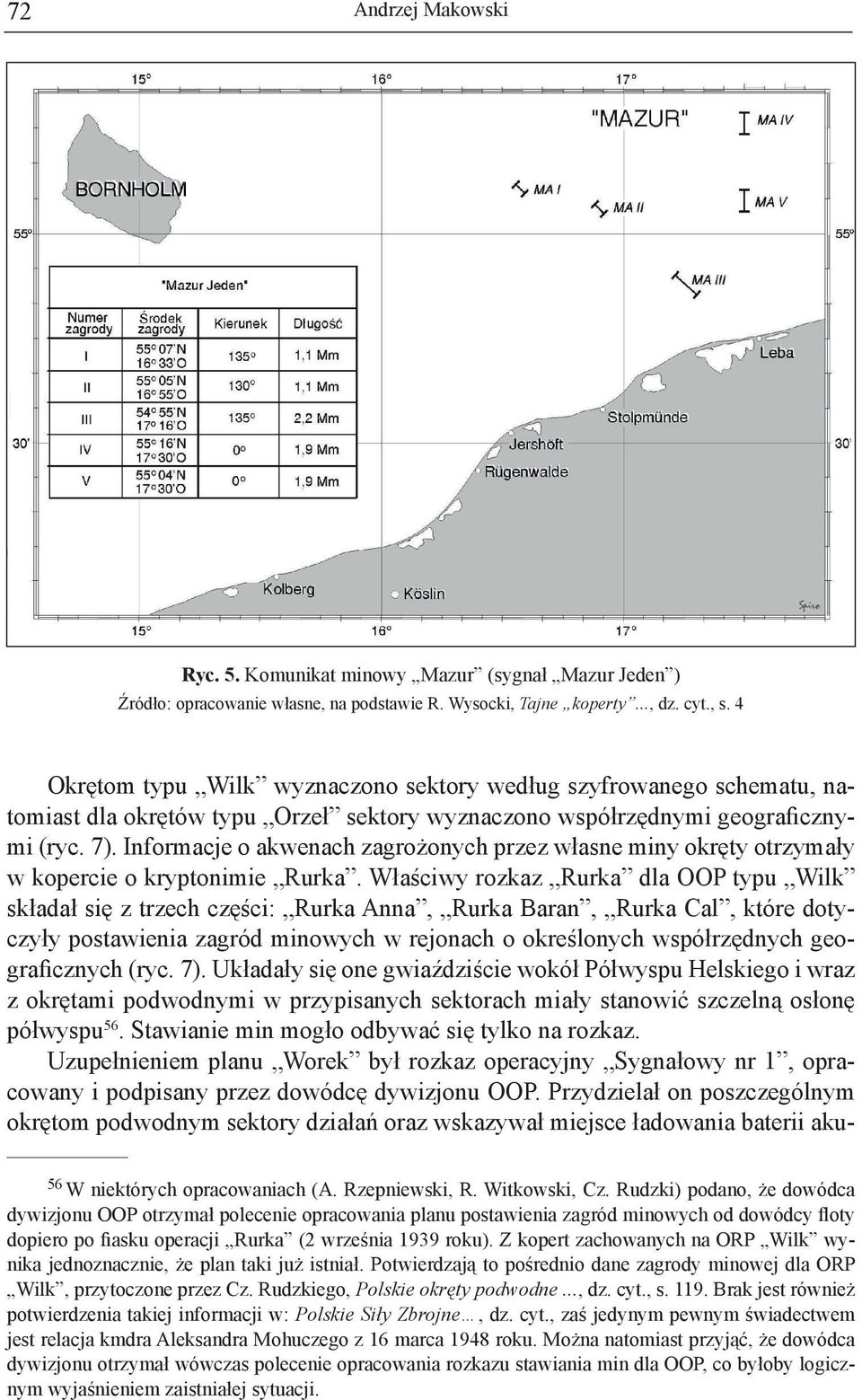 Informacje o akwenach zagrożonych przez własne miny okręty otrzymały w kopercie o kryptonimie Rurka.