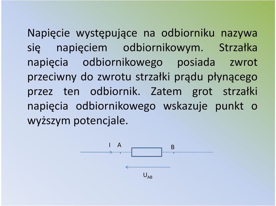 Strzałka napięcia odbiornikowego posiada zwrot przeciwny do zwrotu