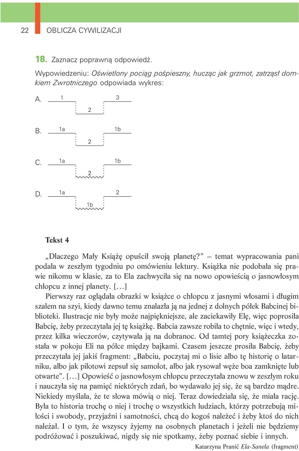 Książka nie podobała się prawie nikomu w klasie, za to Ela zachwyciła się na nowo opowieścią o jasnowłosym chłopcu z innej planety. [.