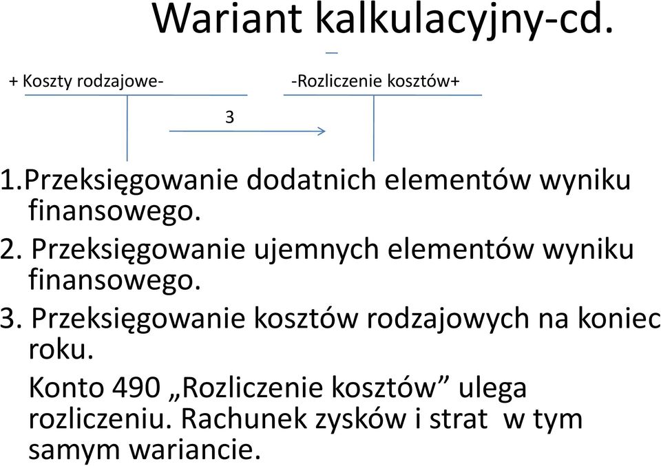 . Przeksięgowanie ujemnych elementów wyniku finansowego. 3.