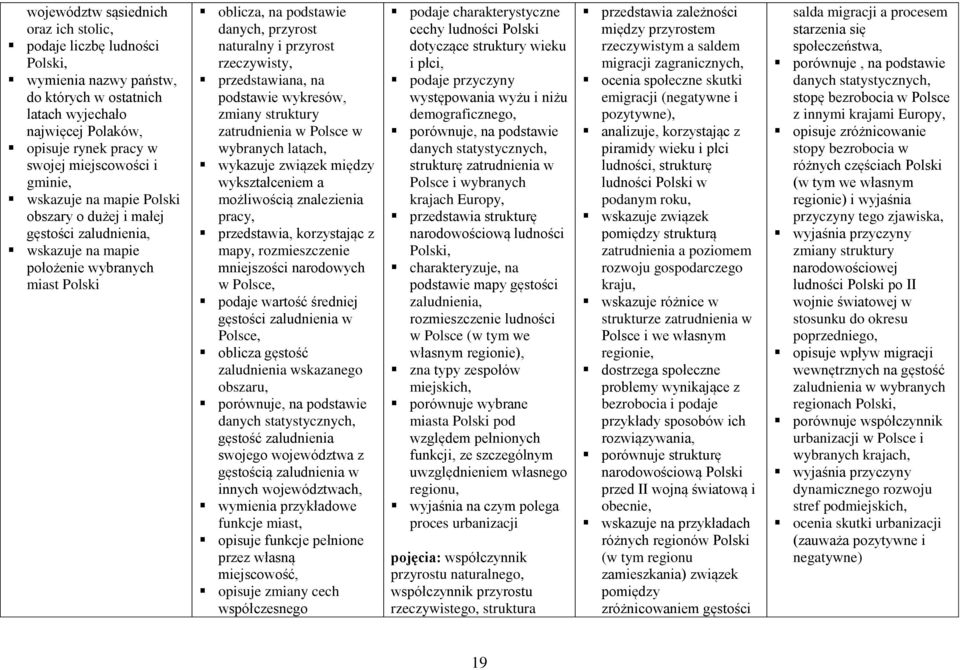 wykresów, zmiany struktury zatrudnienia w Polsce w wybranych latach, wykazuje związek między wykształceniem a możliwością znalezienia pracy, przedstawia, korzystając z mapy, rozmieszczenie