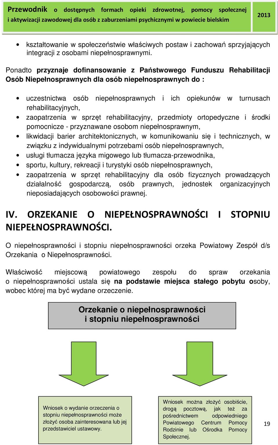 rehabilitacyjnych, zaopatrzenia w sprzęt rehabilitacyjny, przedmioty ortopedyczne i środki pomocnicze - przyznawane osobom niepełnosprawnym, likwidacji barier architektonicznych, w komunikowaniu się