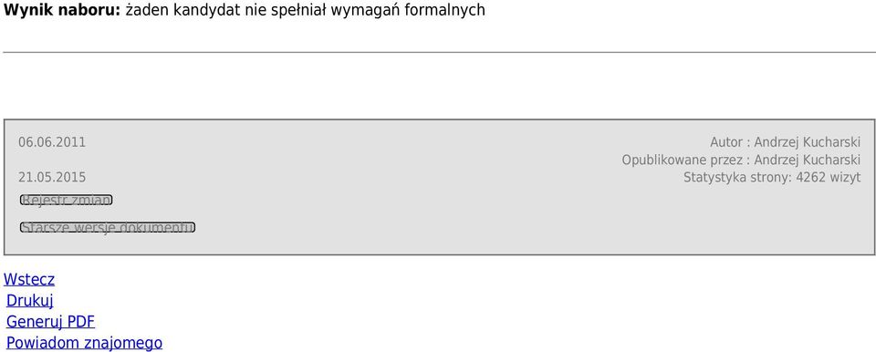 2015 Rejestr zmian Starsze wersje dokumentu Autor : Andrzej