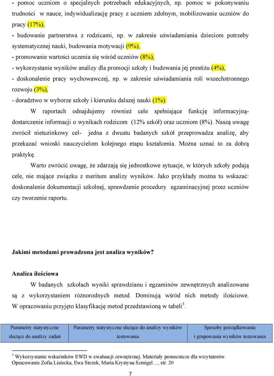 w zakresie uświadamiania dzieciom potrzeby systematycznej nauki, budowania motywacji (9%), - promowanie wartości uczenia się wśród uczniów (8%), - wykorzystanie wyników analizy dla promocji szkoły i