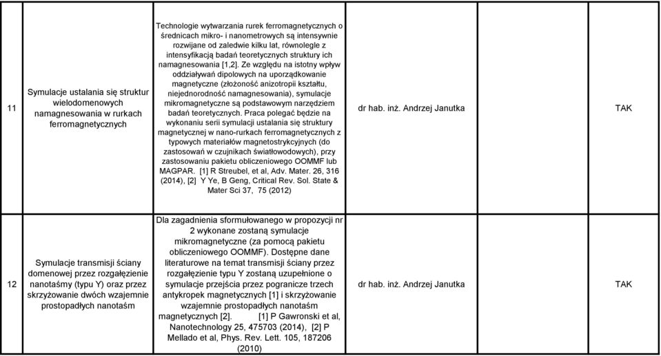 Ze względu na istotny wpływ oddziaływań dipolowych na uporządkowanie magnetyczne (złożoność anizotropii kształtu, niejednorodność namagnesowania), symulacje mikromagnetyczne są podstawowym narzędziem