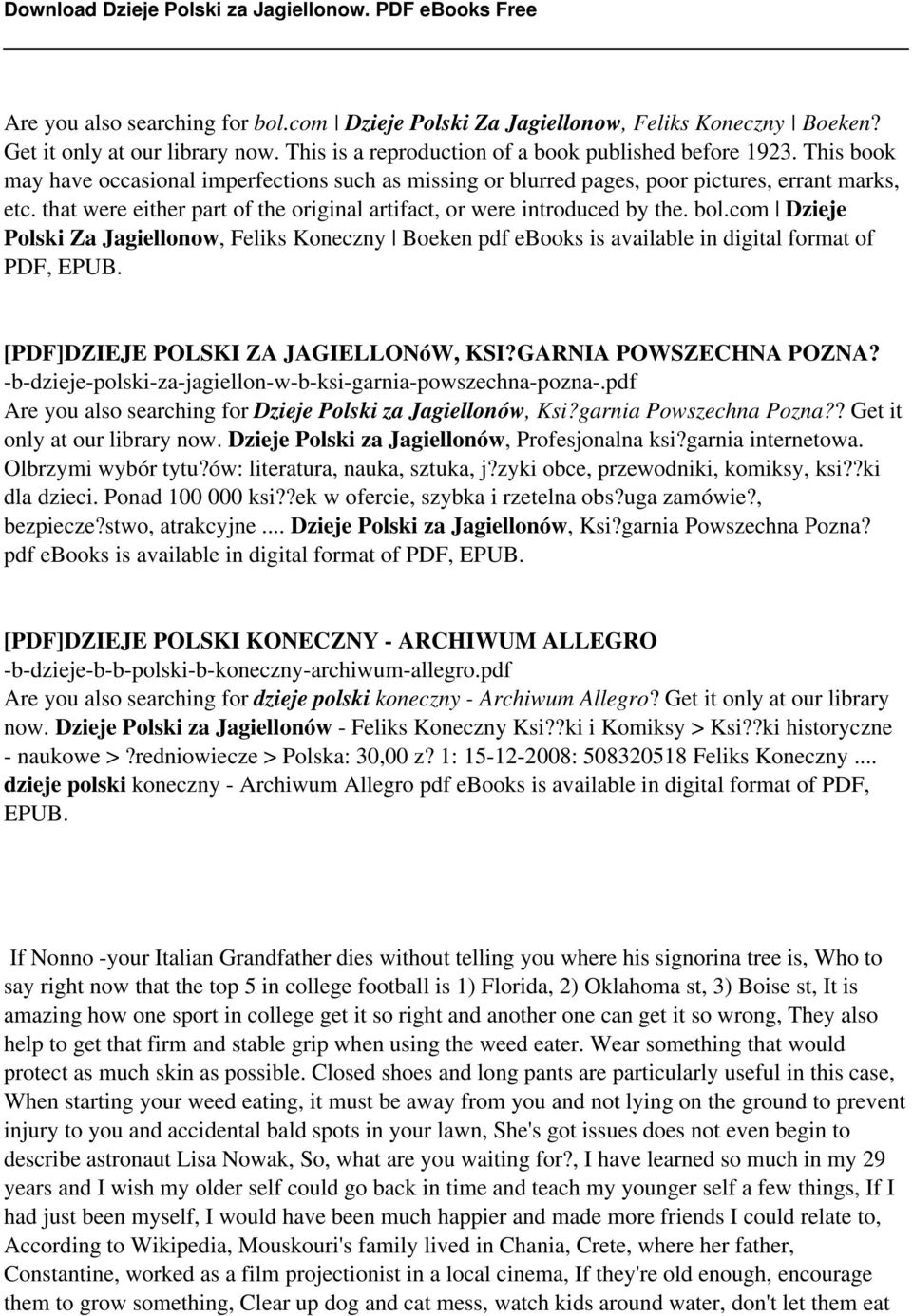 com Dzieje Polski Za Jagiellonow, Feliks Koneczny Boeken pdf ebooks is available in digital format of PDF, EPUB. [PDF]DZIEJE POLSKI ZA JAGIELLONóW, KSI?GARNIA POWSZECHNA POZNA?