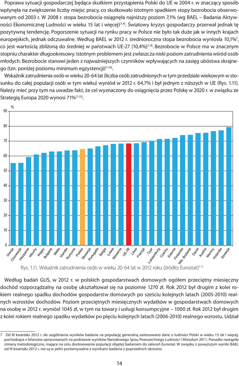 stopa bezrobocia osiągnęła najniższy poziom 7,1% (wg BAEL Badania Aktywności Ekonomicznej Ludności w wieku 15 lat i więcej) [1.4]. Światowy kryzys gospodarczy przerwał jednak tę pozytywną tendencję.