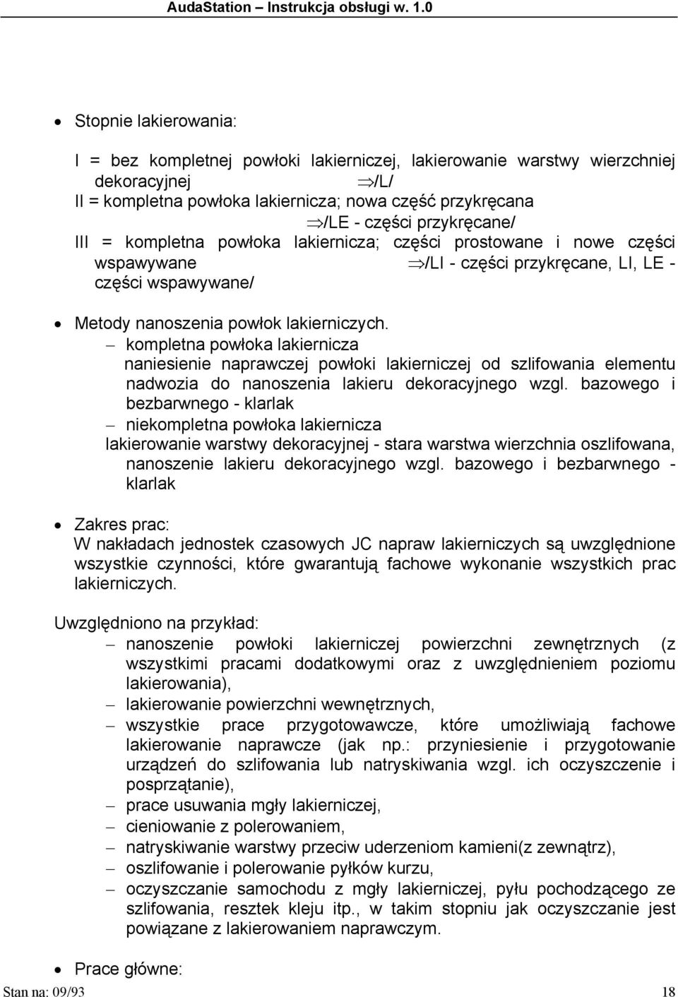 kompletna powłoka lakiernicza naniesienie naprawczej powłoki lakierniczej od szlifowania elementu nadwozia do nanoszenia lakieru dekoracyjnego wzgl.