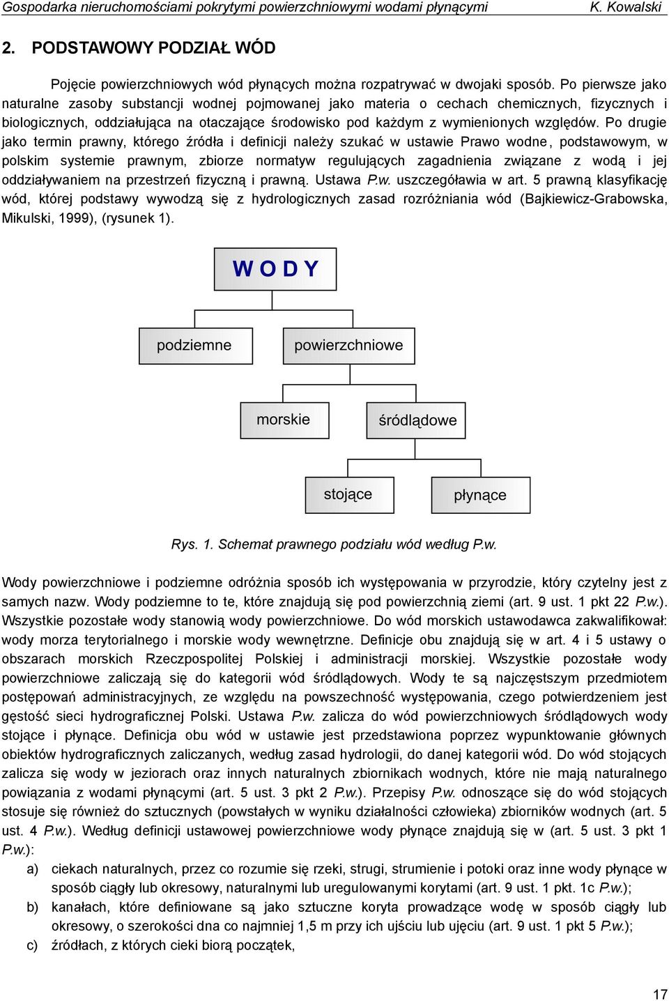 Po drugie jako termin prawny, którego źródła i definicji należy szukać w ustawie Prawo wodne, podstawowym, w polskim systemie prawnym, zbiorze normatyw regulujących zagadnienia związane z wodą i jej