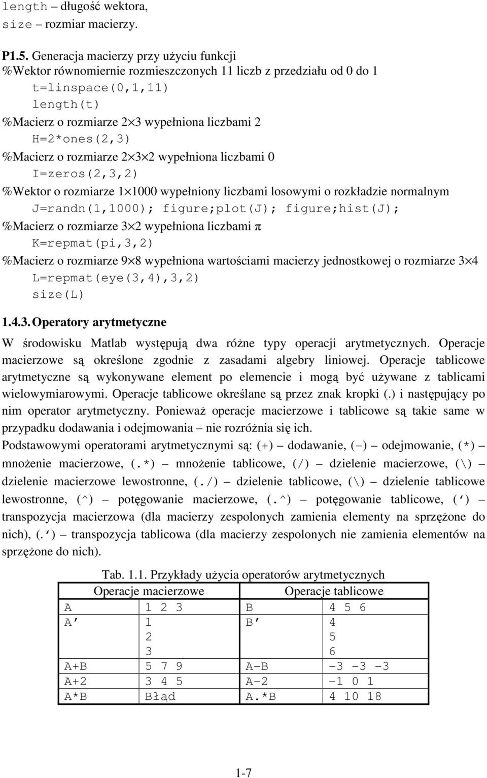 wypełniona liczbai I=zeros(,3,) %Wektor o roziarze wypełniony liczbai losowyi o rozkładzie noralny J=randn(,); figure;plot(j); figure;hist(j); %Macierz o roziarze 3 wypełniona liczbai π