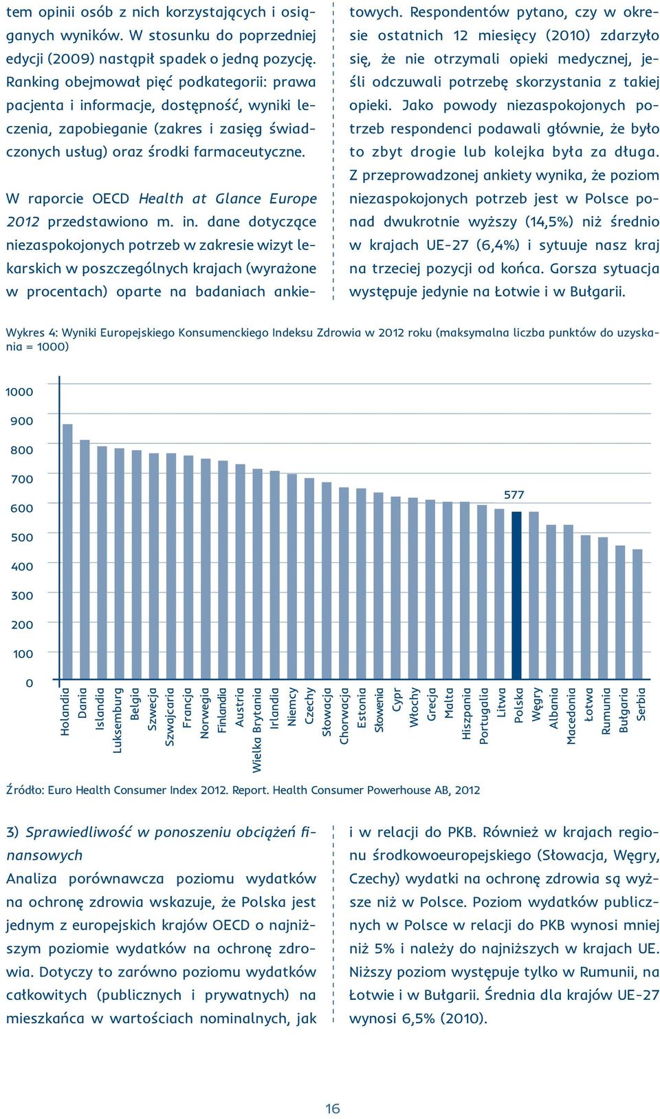 W raporcie OECD Health at Glance Europe 2012 przedstawiono m. in.