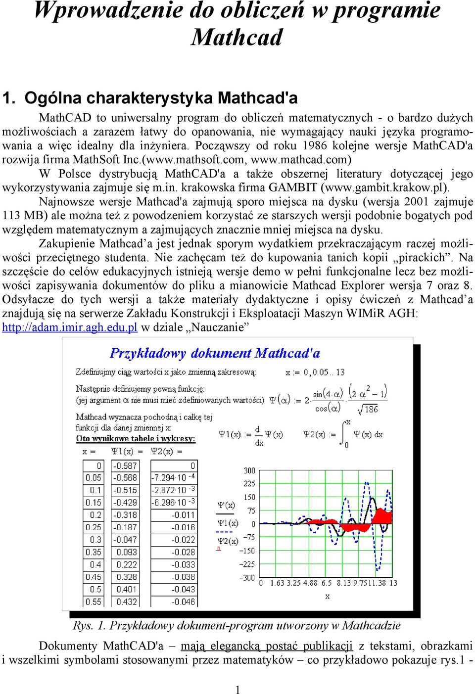 więc idealny dla inżyniera. Począwszy od roku 1986 kolejne wersje MathCAD'a rozwija firma MathSoft Inc.(www.mathsoft.com, www.mathcad.