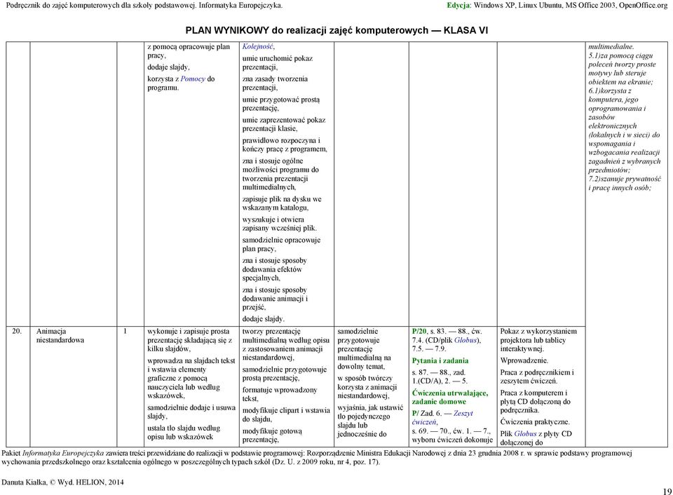 usuwa slajdy, ustala tło slajdu według opisu lub wskazówek Kolejność, umie uruchomić pokaz prezentacji, zna zasady tworzenia prezentacji, umie przygotować prostą prezentację, umie zaprezentować pokaz