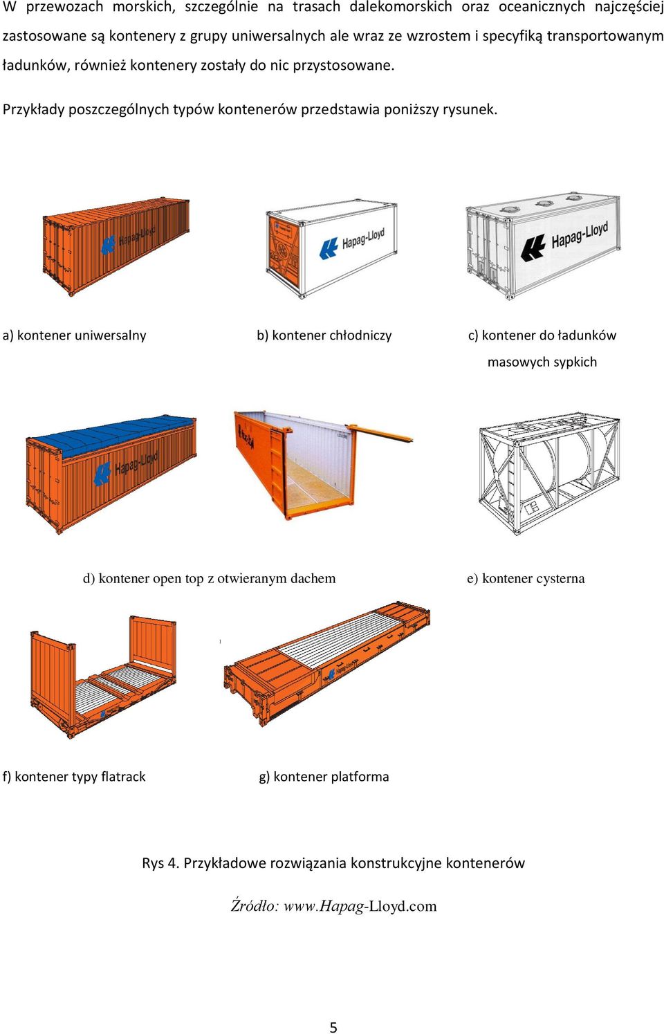 Przykłady poszczególnych typów kontenerów przedstawia poniższy rysunek.