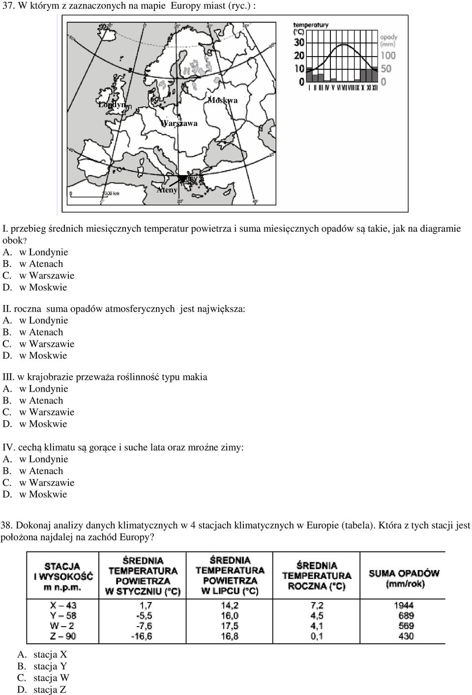 roczna suma opadów atmosferycznych jest największa: III. w krajobrazie przeważa roślinność typu makia IV.