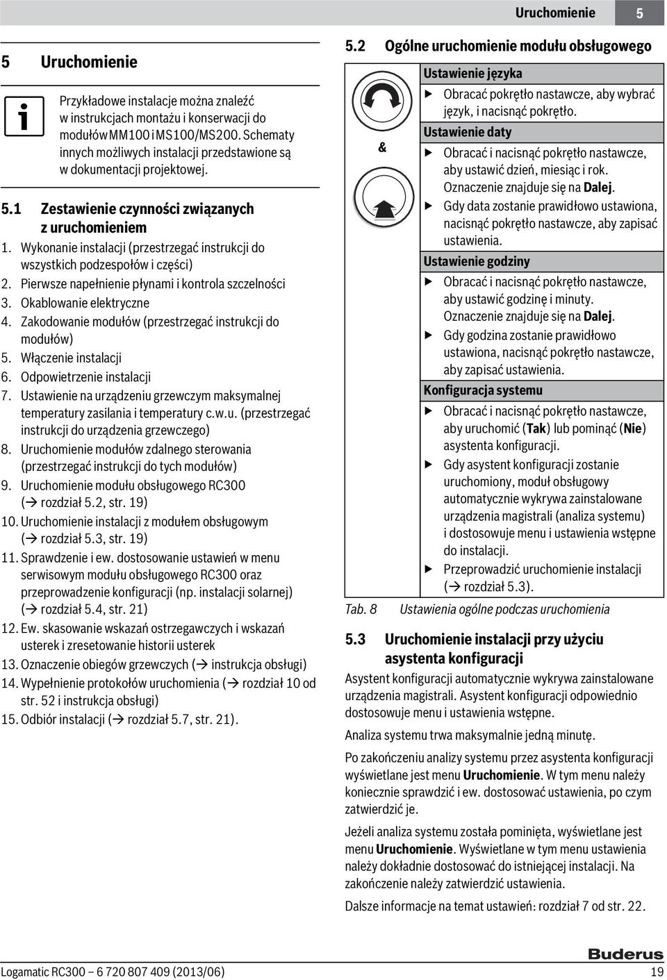 Wykonanie instalacji (przestrzegać instrukcji do wszystkich podzespołów i części) 2. Pierwsze napełnienie płynami i kontrola szczelności 3. Okablowanie elektryczne 4.