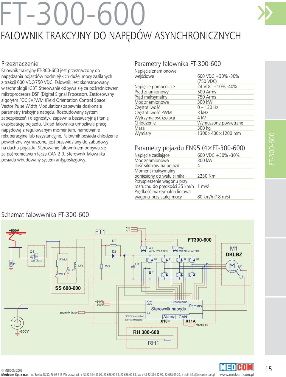 Zastosowany algorytm FOC SVPWM (Field Orientation Control Space Vector Pulse Width Modulation) zapewnia doskonałe parametry trakcyjne napędu.