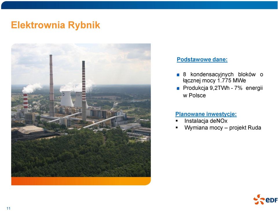 775 MWe Produkcja 9,2TWh - 7% energii w Polsce