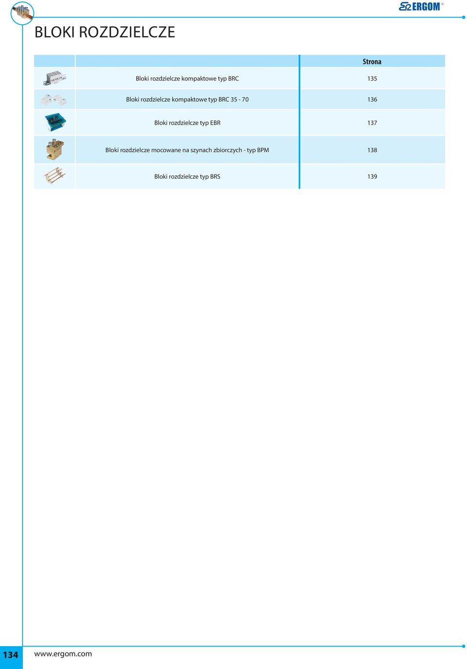 Bloki rozdzielcze typ EBR 137 Bloki rozdzielcze mocowane na