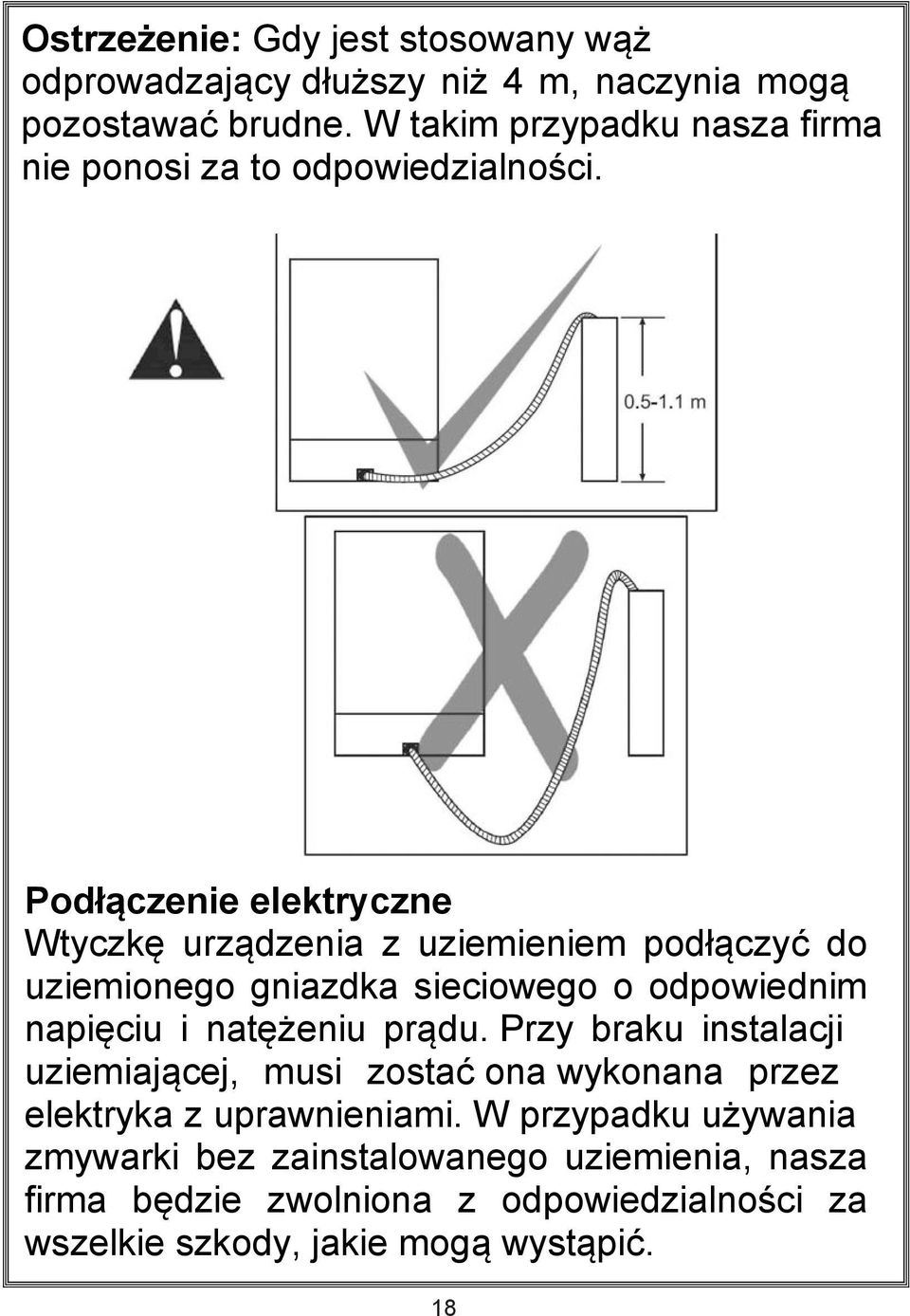 Podłączenie elektryczne Wtyczkę urządzenia z uziemieniem podłączyć do uziemionego gniazdka sieciowego o odpowiednim napięciu i natężeniu