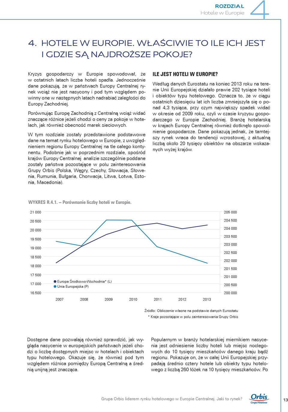 Porównując Europę Zachodnią z Centralną wciąż widać znaczące różnice jeżeli chodzi o ceny za pokoje w hotelach, jak również obecność marek sieciowych.