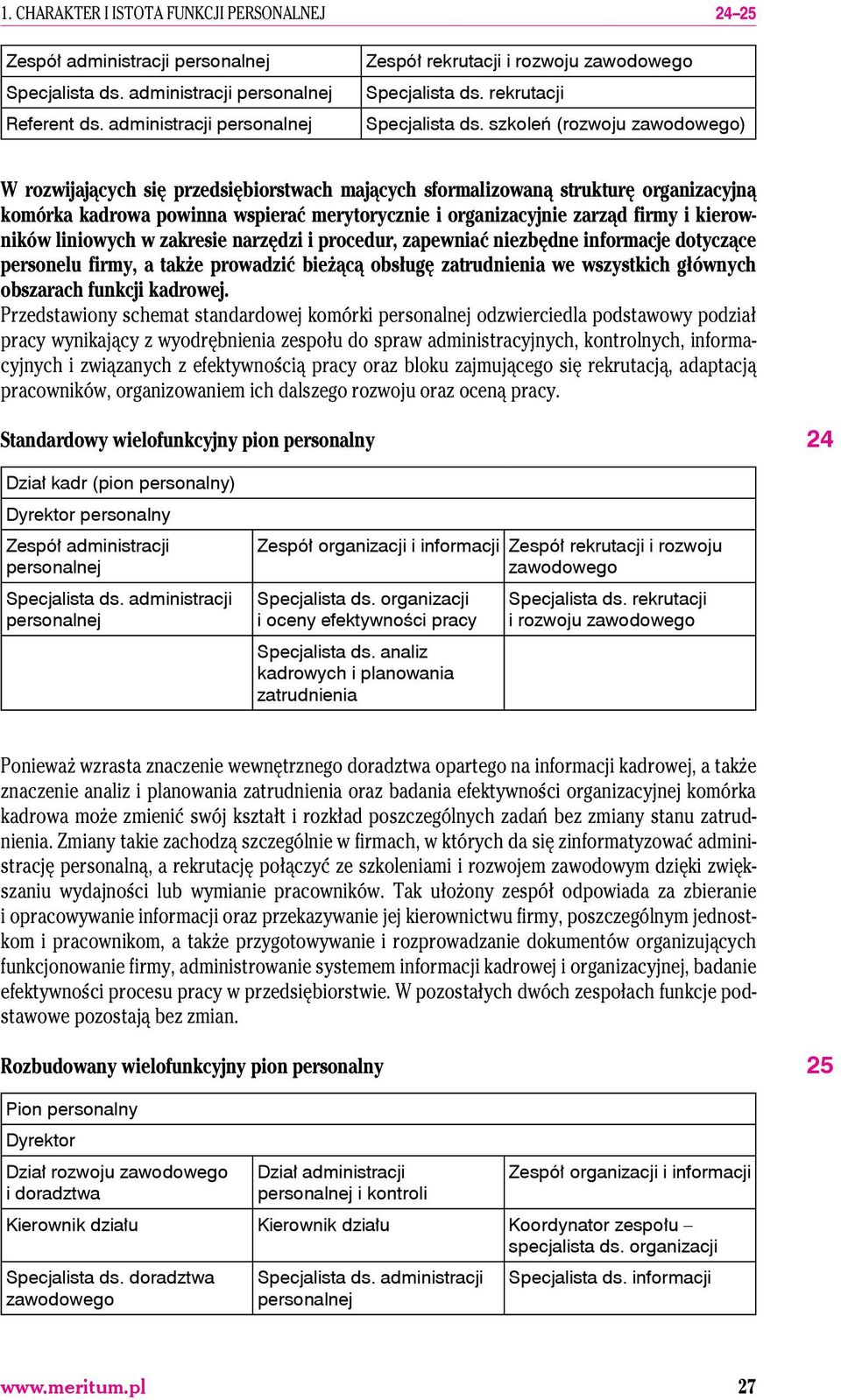 szkoleń (rozwoju zawodowego) W rozwijających się przedsiębiorstwach mających sformalizowaną strukturę organizacyjną komórka kadrowa powinna wspierać merytorycznie i organizacyjnie zarząd firmy i