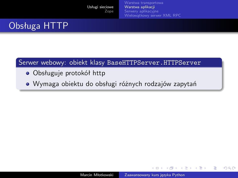 HTTPServer Obsługuje protokół http