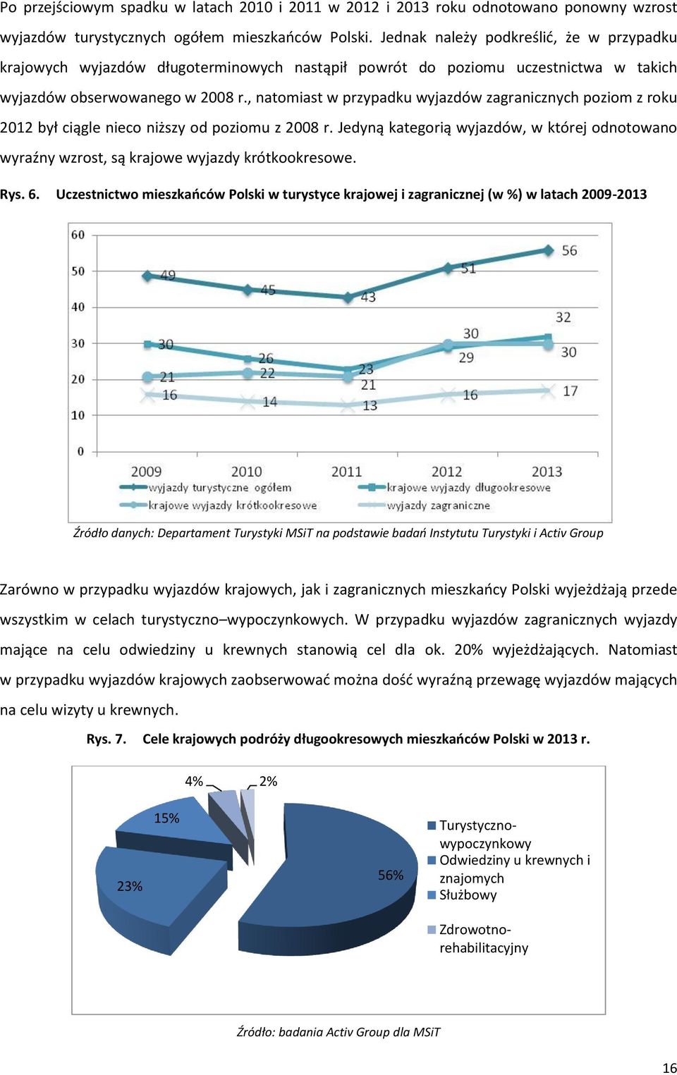 , natomiast w przypadku wyjazdów zagranicznych poziom z roku 2012 był ciągle nieco niższy od poziomu z 2008 r.