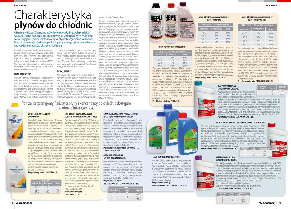 Przeważnie koncentrat środka niezamarzającego powinien być mieszany z wodą w stosunku 50/50 (czyli jedna część wody na jedną część środka).