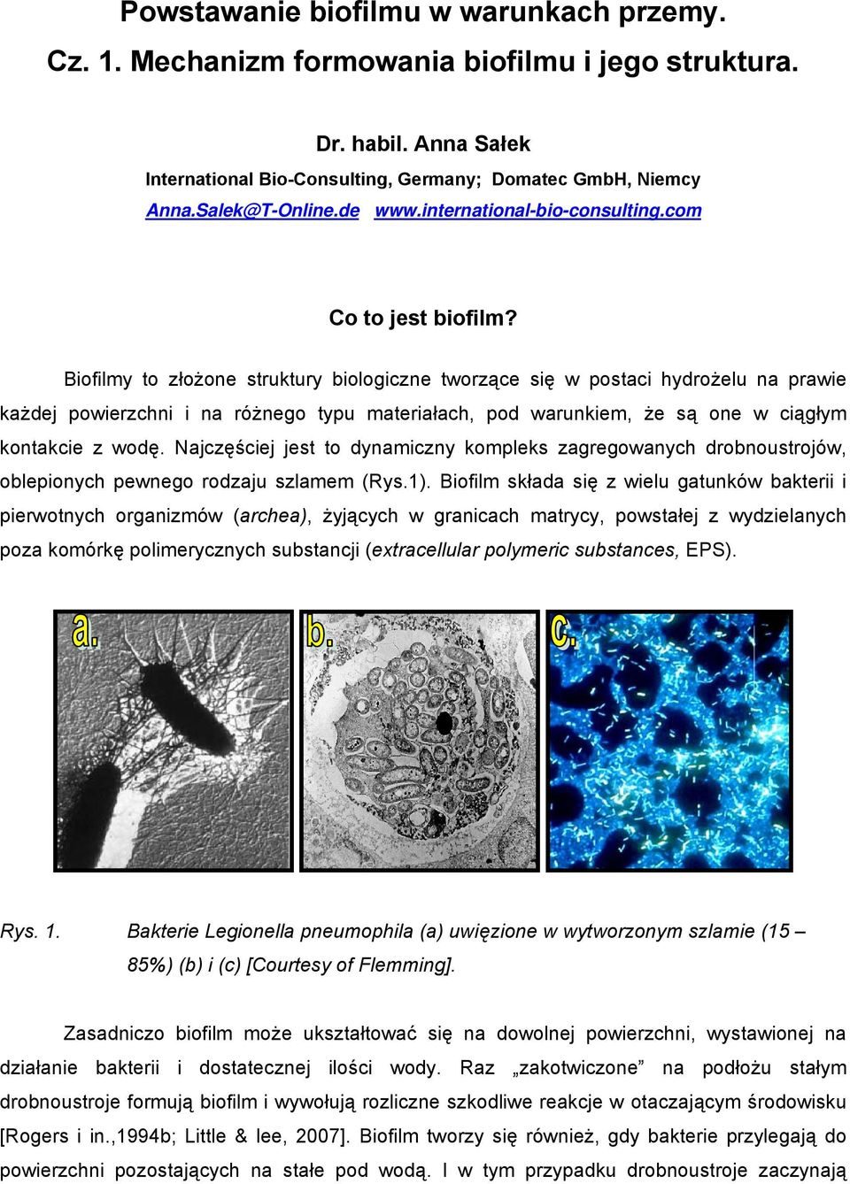 Biofilmy to złożone struktury biologiczne tworzące się w postaci hydrożelu na prawie każdej powierzchni i na różnego typu materiałach, pod warunkiem, że są one w ciągłym kontakcie z wodę.