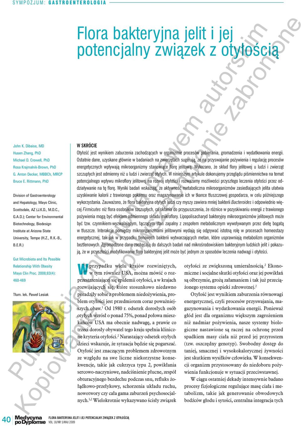 Z., R.K.-B., B.E.R.) Gut Microbiota and Its Possible Relationship With Obesity Mayo Clin Proc. 2008;83(4): 460-469 Tłum. lek.