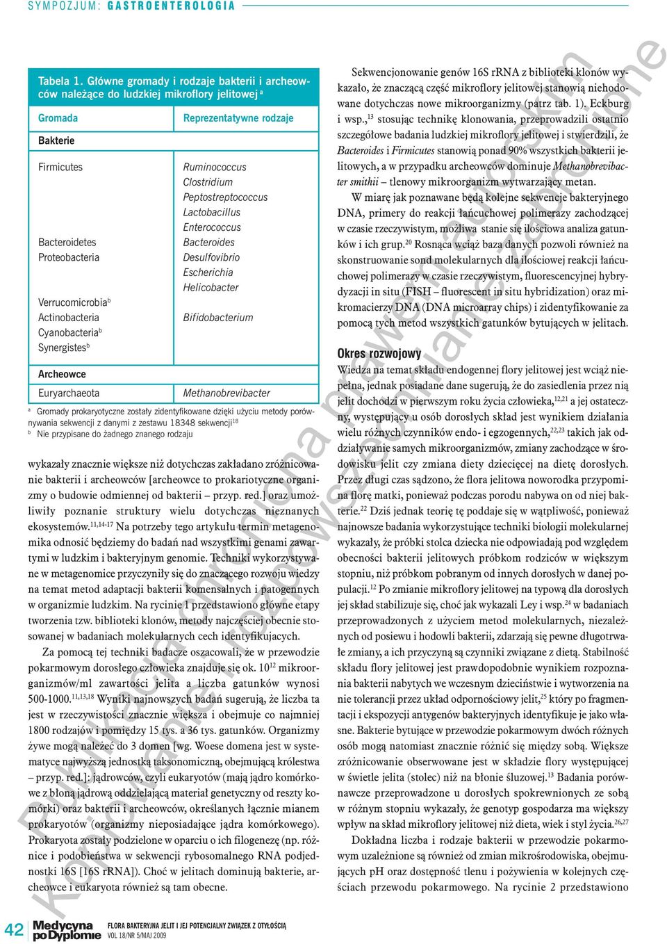 Synergistes b Archeowce Euryarchaeota Reprezentatywne rodzaje Ruminococcus Clostridium Peptostreptococcus Lactobacillus Enterococcus Bacteroides Desulfovibrio Escherichia Helicobacter Bifidobacterium