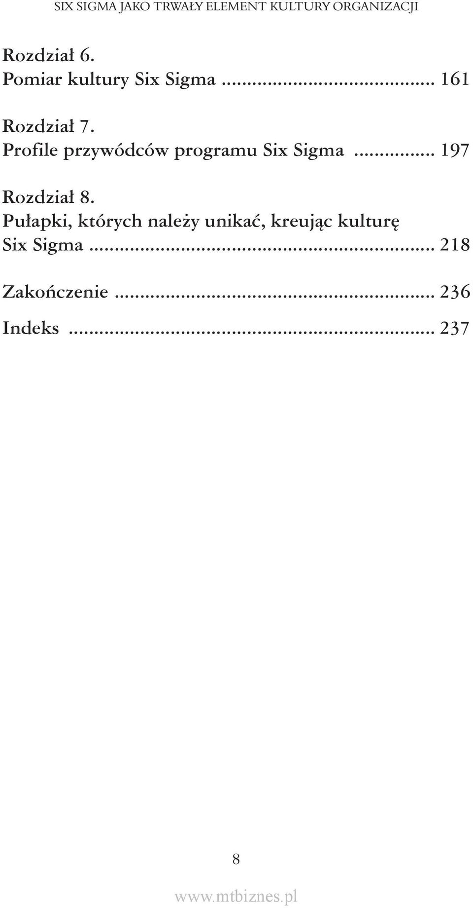 Profile przywódców programu Six Sigma... 197 Rozdział 8.