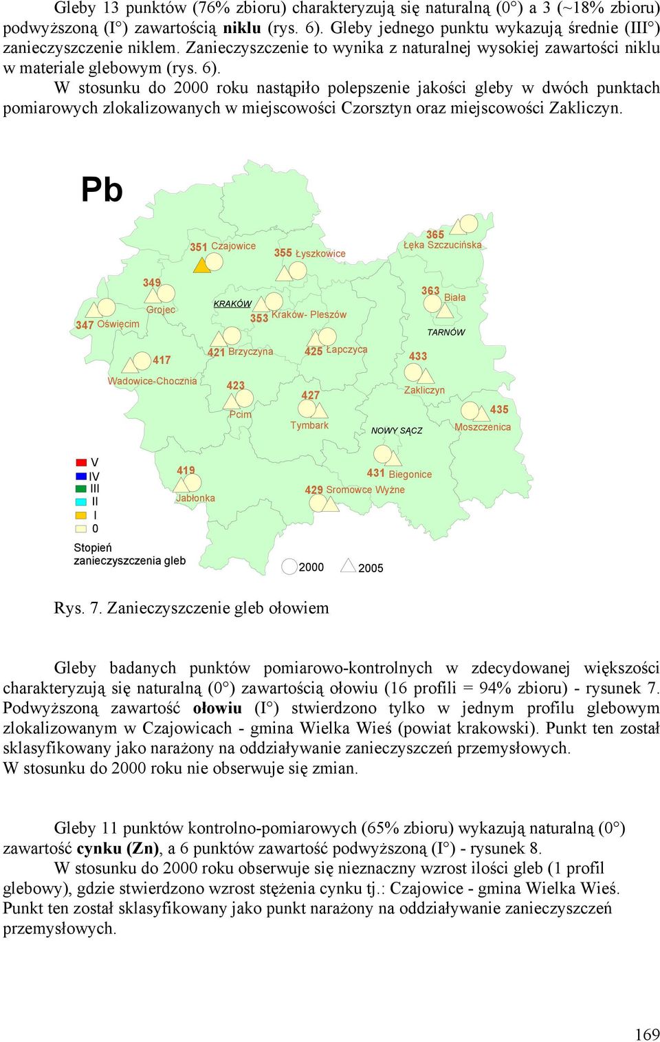 W stosunku do 2000 roku nastąpiło polepszenie jakości gleby w dwóch punktach pomiarowych zlokalizowanych w miejscowości Czorsztyn oraz miejscowości Zakliczyn.