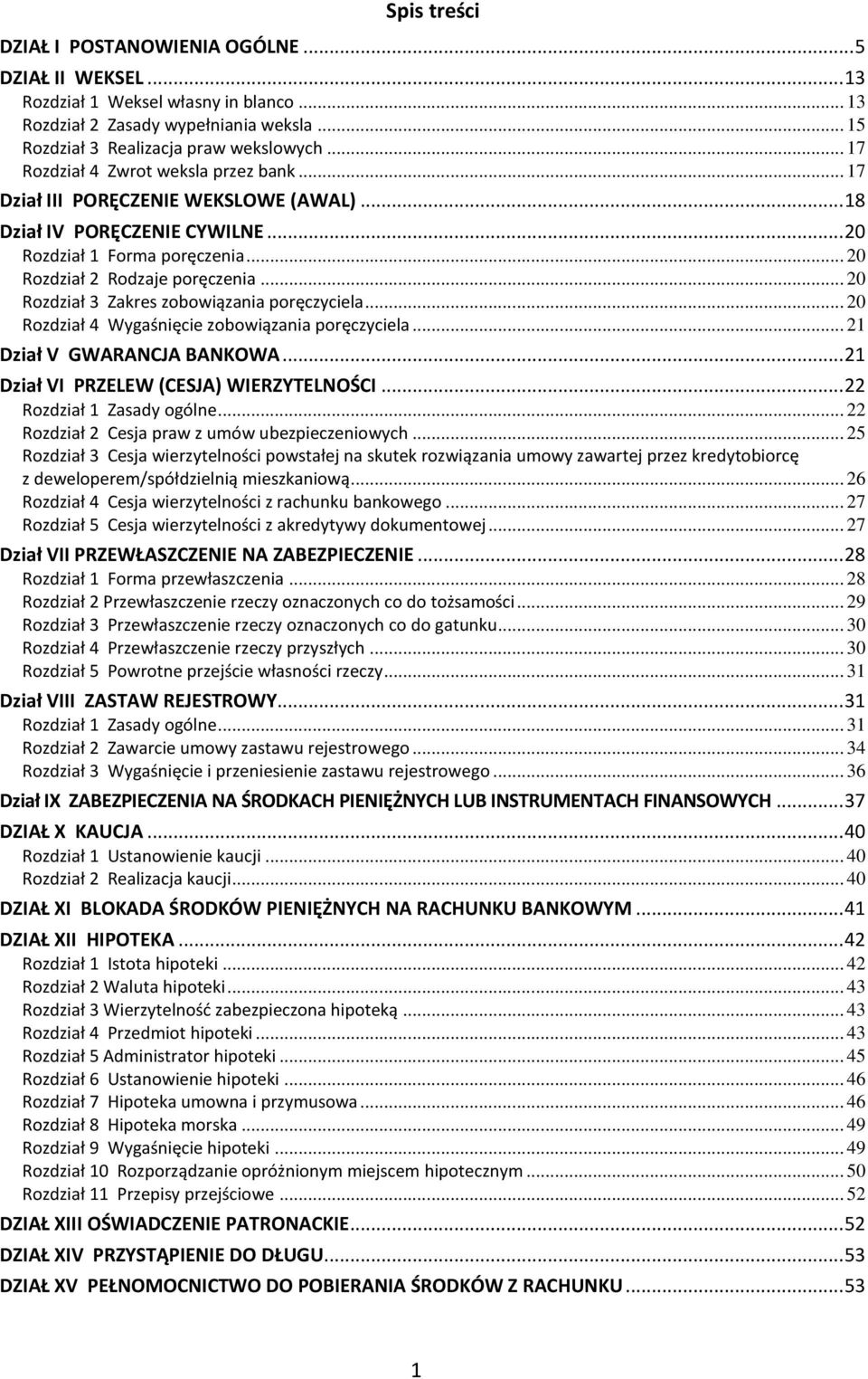 .. 20 Rozdział 3 Zakres zobowiązania poręczyciela... 20 Rozdział 4 Wygaśnięcie zobowiązania poręczyciela... 21 Dział V GWARANCJA BANKOWA... 21 Dział VI PRZELEW (CESJA) WIERZYTELNOŚCI.