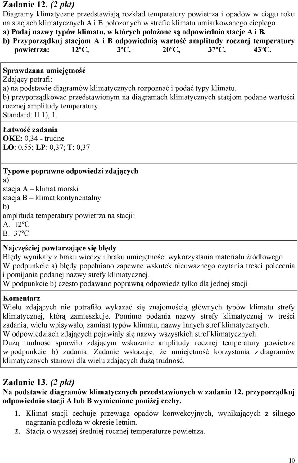 Zdający potrafi: a) na podstawie diagramów klimatycznych rozpoznać i podać typy klimatu.