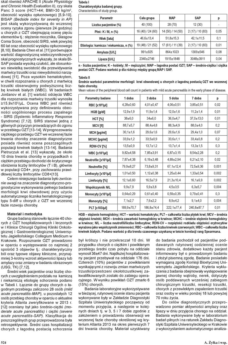 : stężenie mocznika, Glasgow Coma Score, obecność SIRS, wiek powyżej 60 lat oraz obecność wysięku opłucnowego [8,10]. Badania Chen et al.