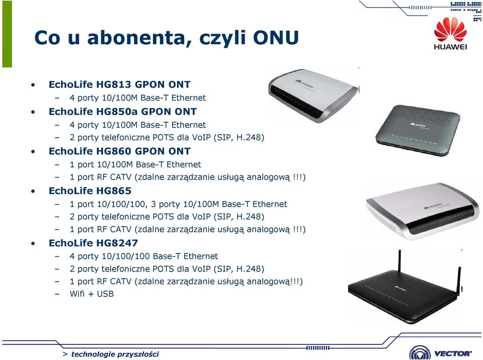 !!) EchoLife HG865 1 port 10/100/100, 3 porty 10/100M Base-T Ethernet 2 porty telefoniczne POTS dla VoIP (SIP, H.