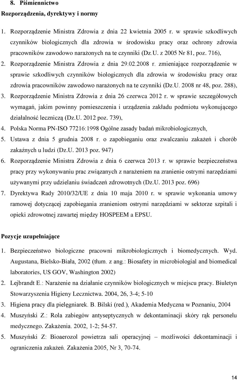 Rozporządzenie Ministra Zdrowia z dnia 29.02.2008 r.