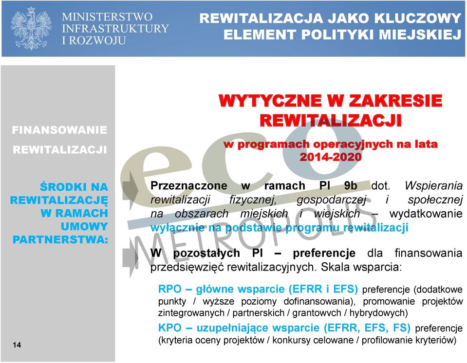 preferencje dla finansowania przedsięwzięć rewitalizacyjnych.