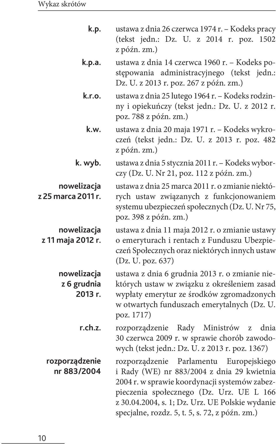 Kodeks pracy (tekst jedn.: Dz. U. z 2014 r. poz. 1502 z późn. zm.) ustawa z dnia 14 czerwca 1960 r. Kodeks postępowania administracyjnego (tekst jedn.: Dz. U. z 2013 r. poz. 267 z późn. zm.) ustawa z dnia 25 lutego 1964 r.