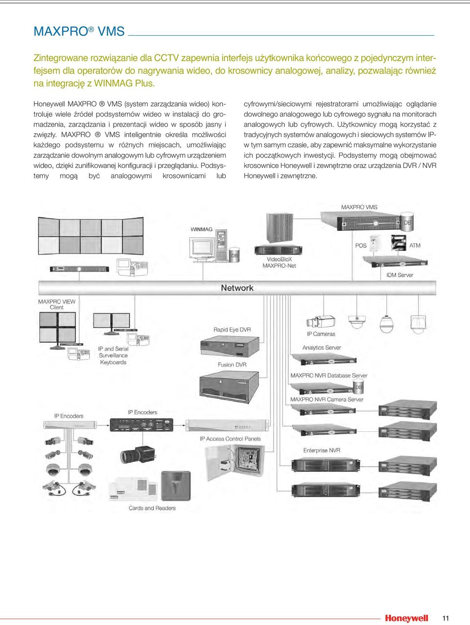 Honeywell MAXPRO VMS (system zarządzania wideo) kontroluje wiele źródeł podsystemów wideo w instalacji do gromadzenia, zarządzania i prezentacji wideo w sposób jasny i zwięzły.